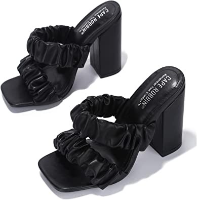 Cape Robbin women's chunky heels, square open toe lace-up shoes